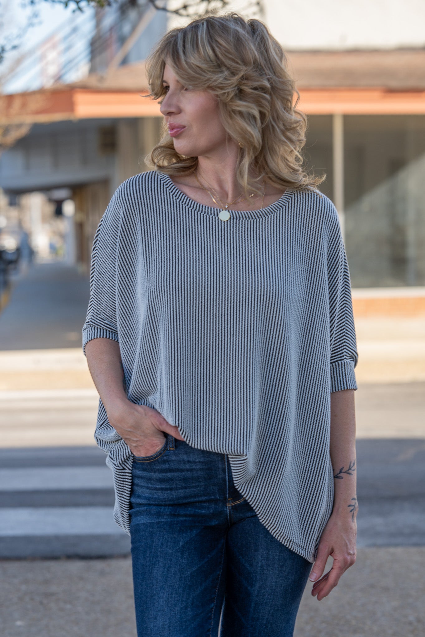 Eloise Black & White Dolman Top