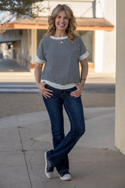 Alana Black Banded Top