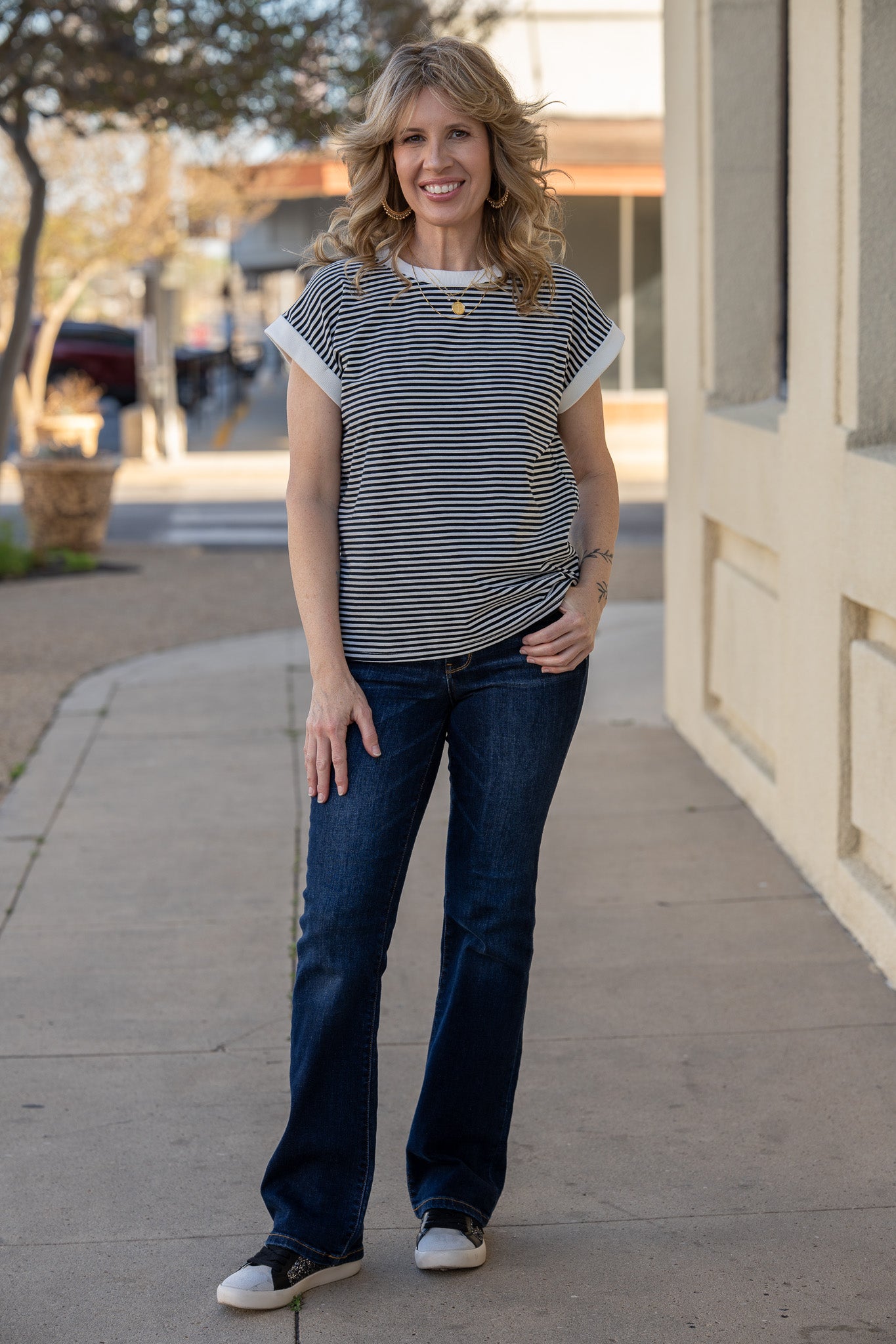 Sunny Stripes Black Top