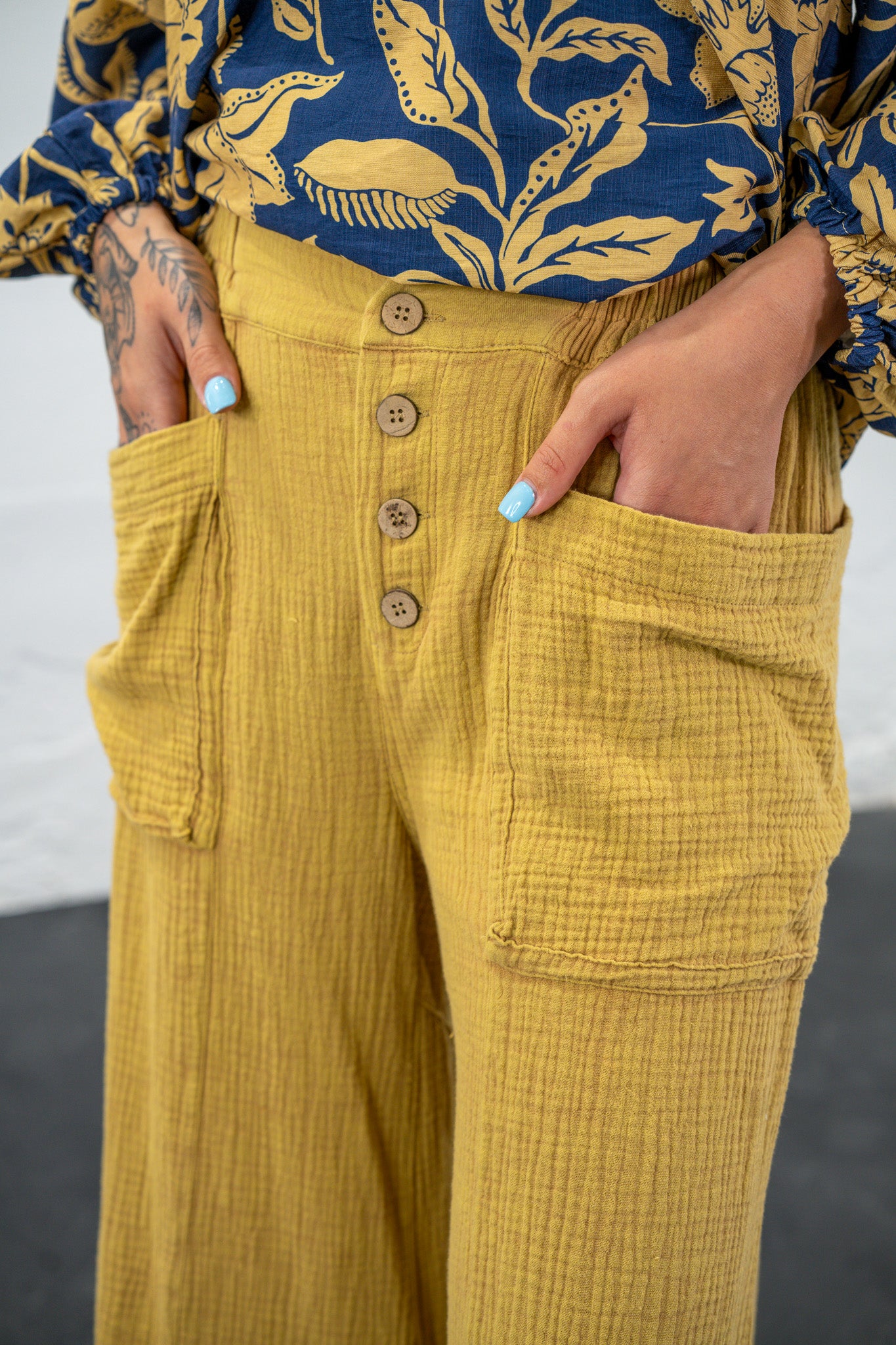 Molly Mustard Mineral Wash Pants
