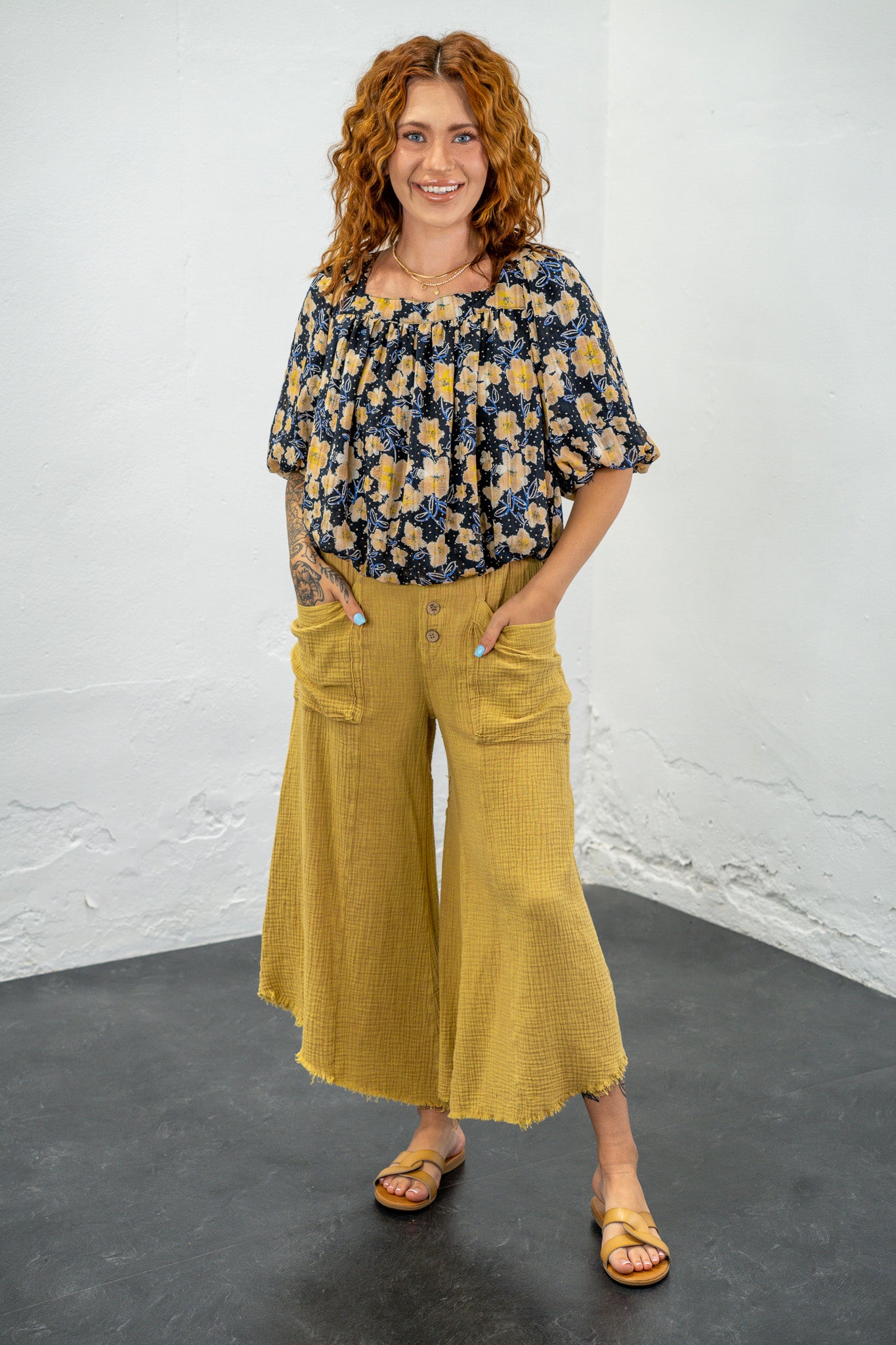Bethany Butter Yellow Floral Top