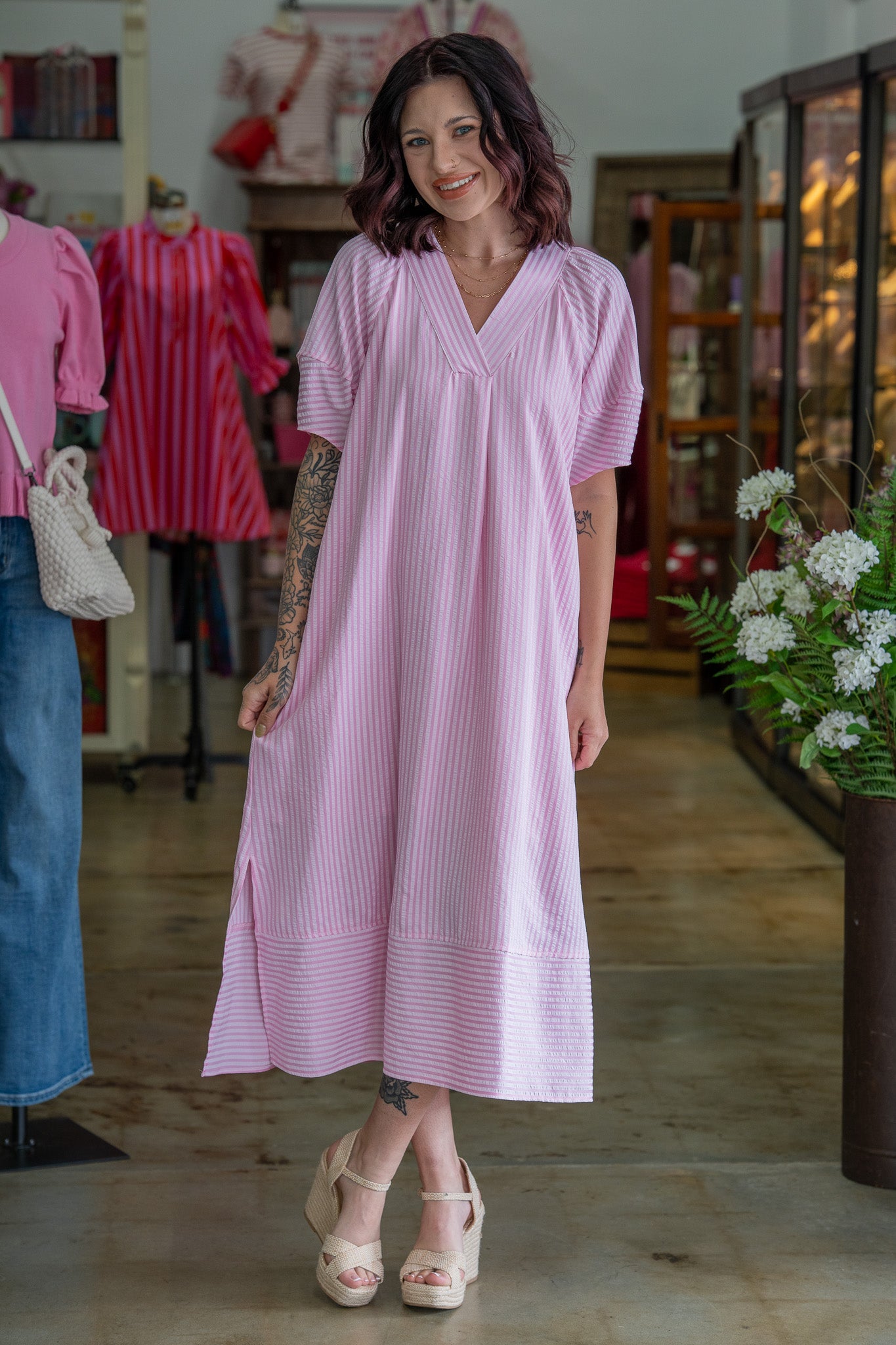 Stripe This Way Pink Dress