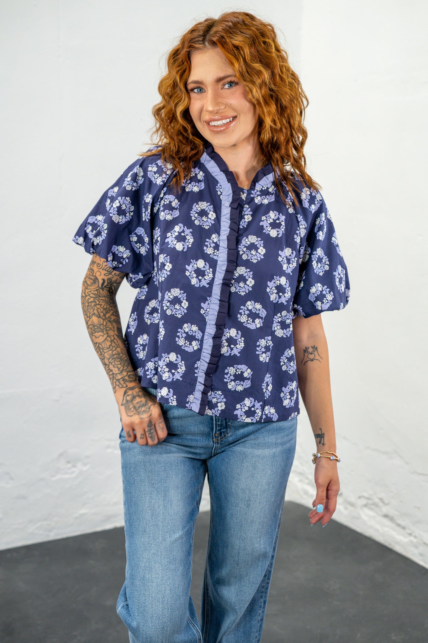 Calista Floral Ruffle Top