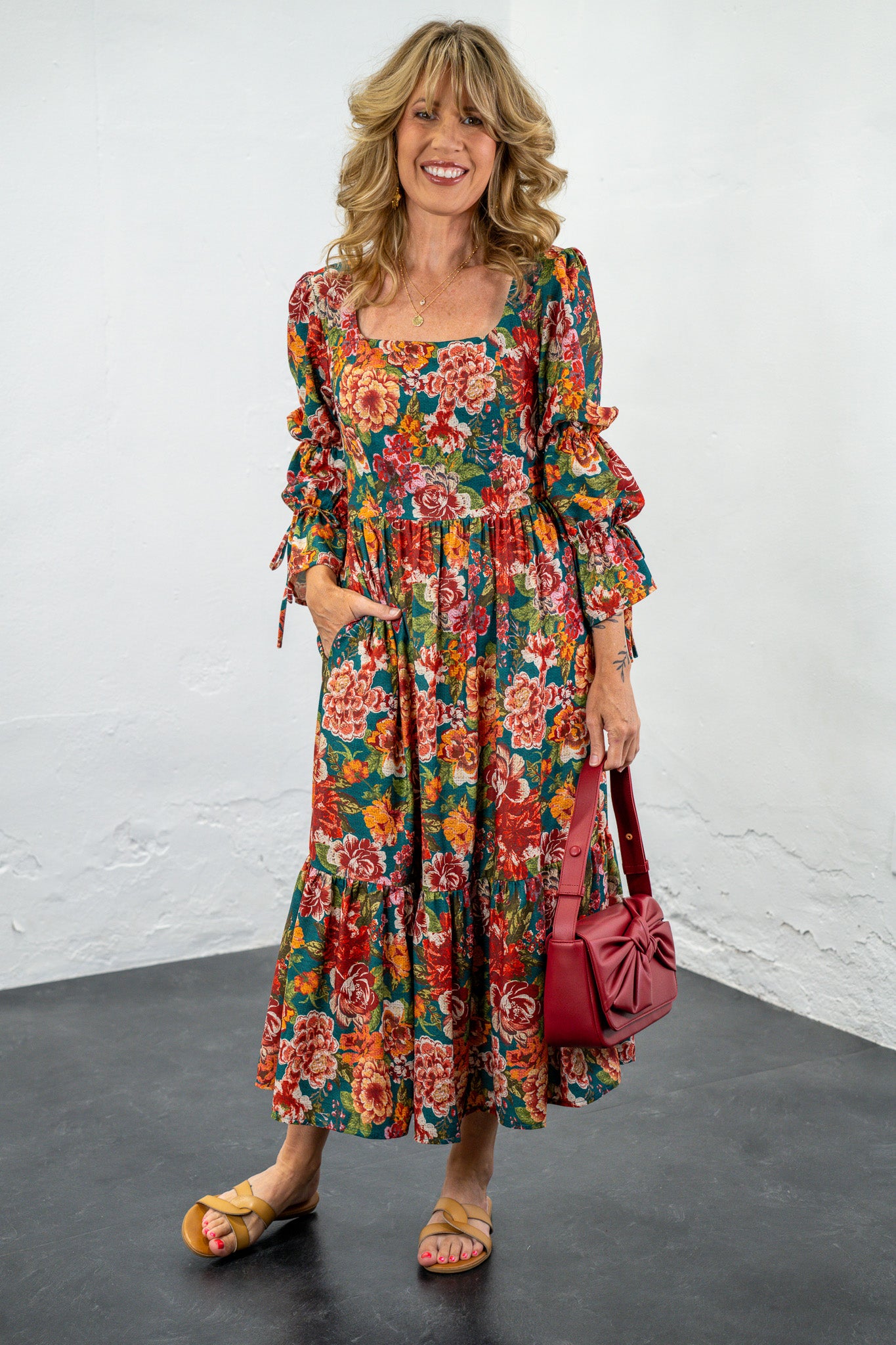 Tatum Teal Floral Dress