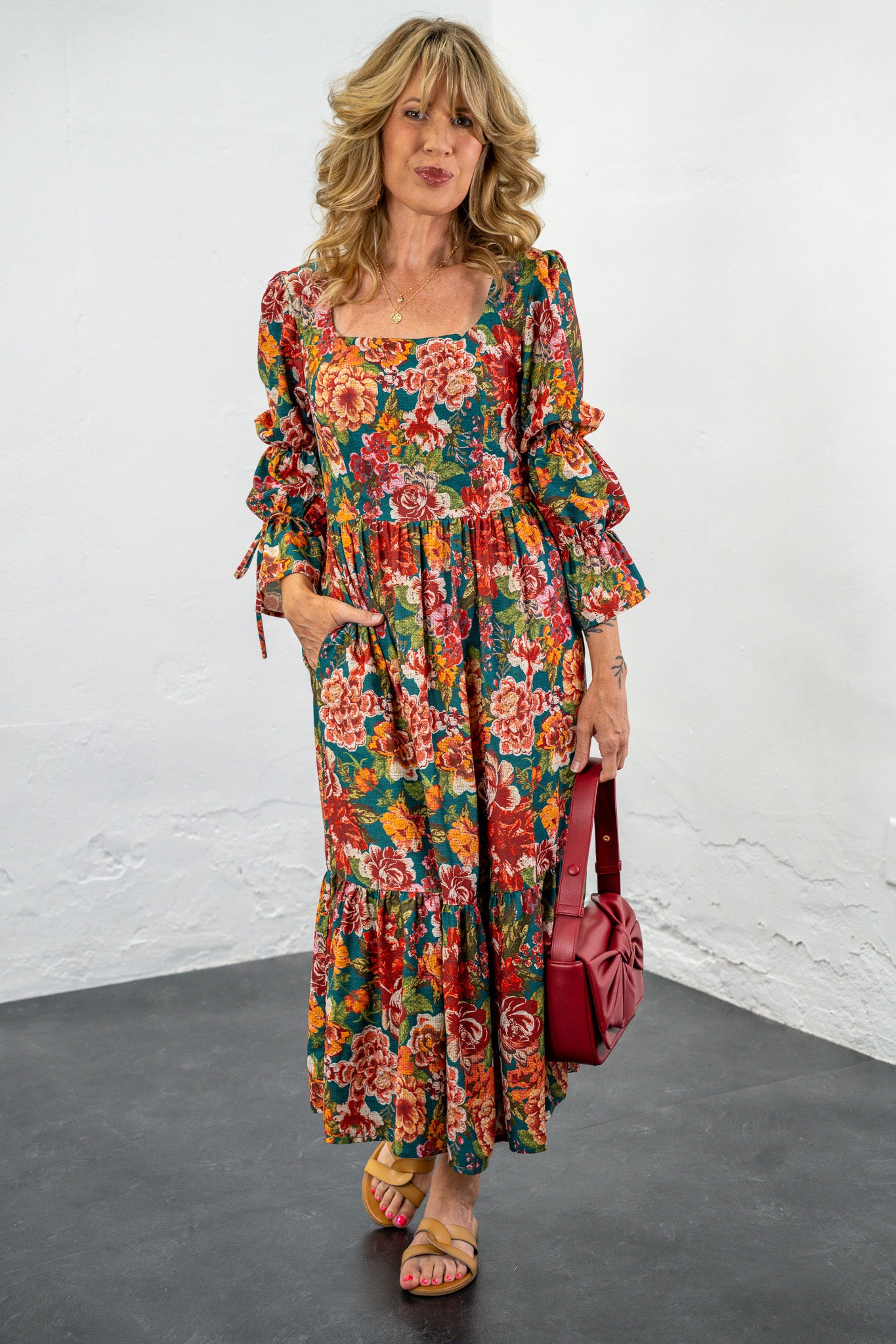 Tatum Teal Floral Dress