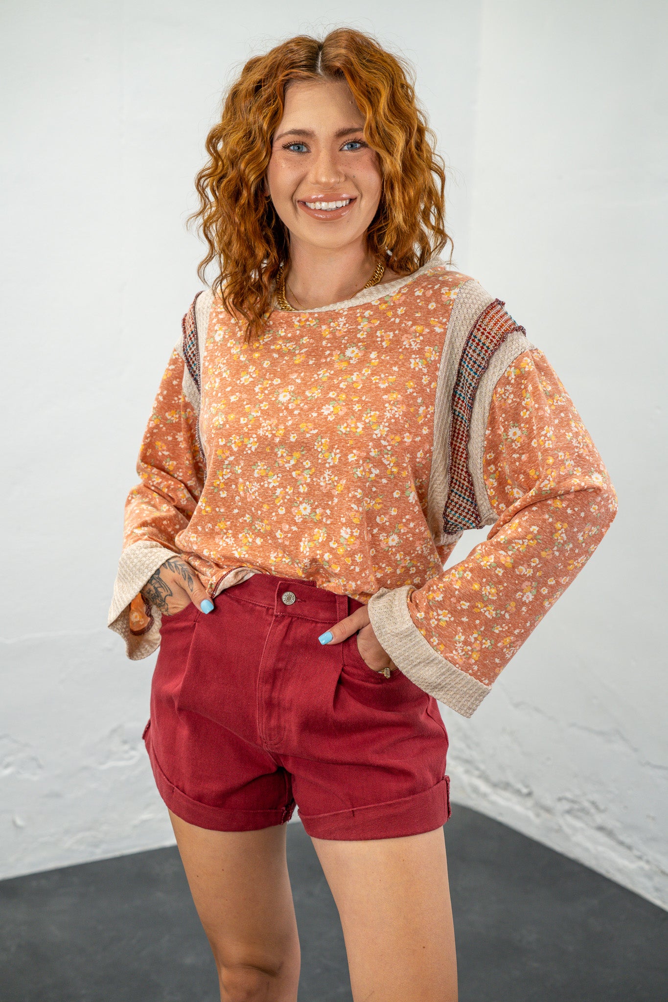 Clarissa Floral Colorblock Top
