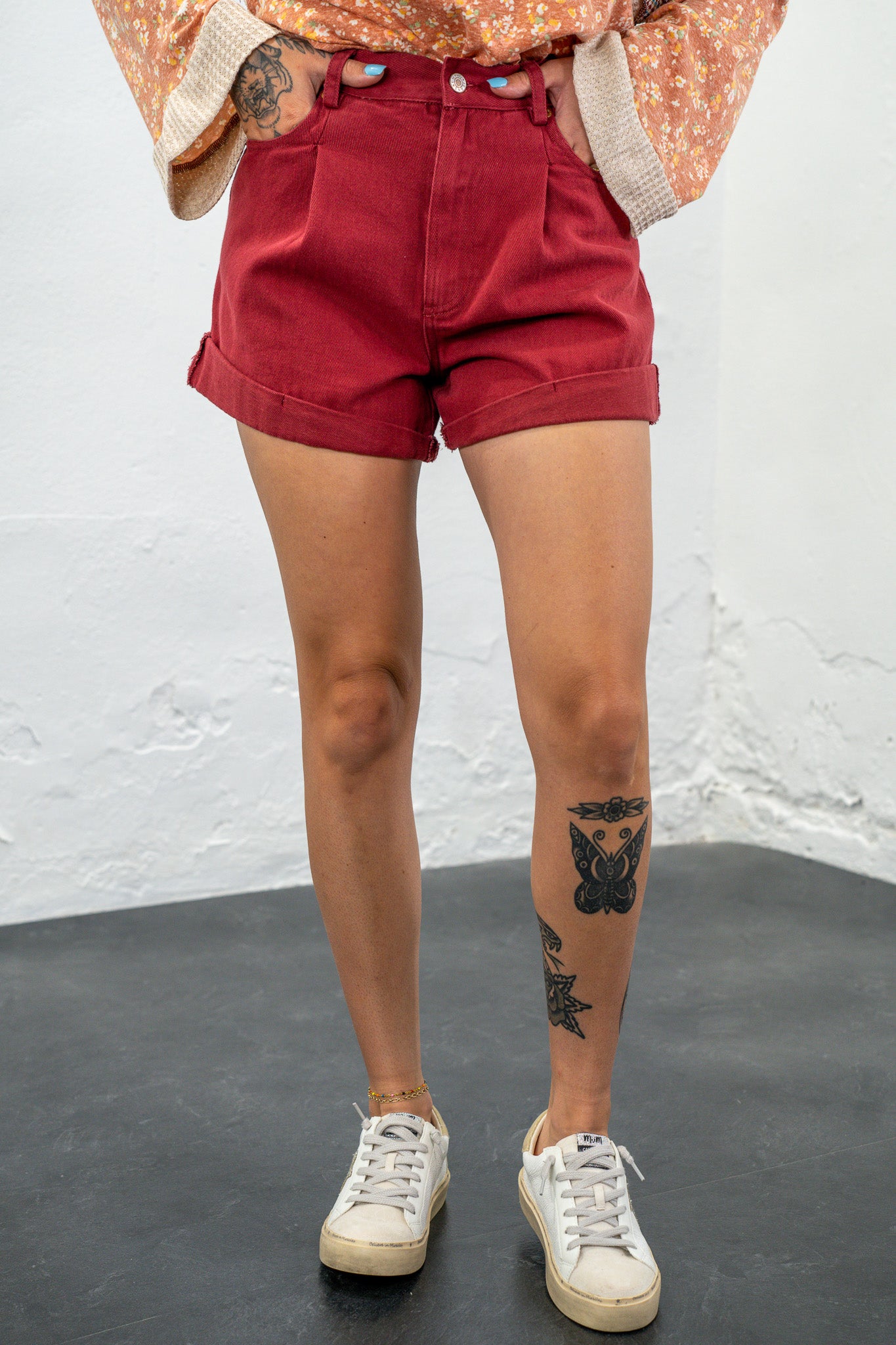 Calyn Garnet Cuffed Shorts