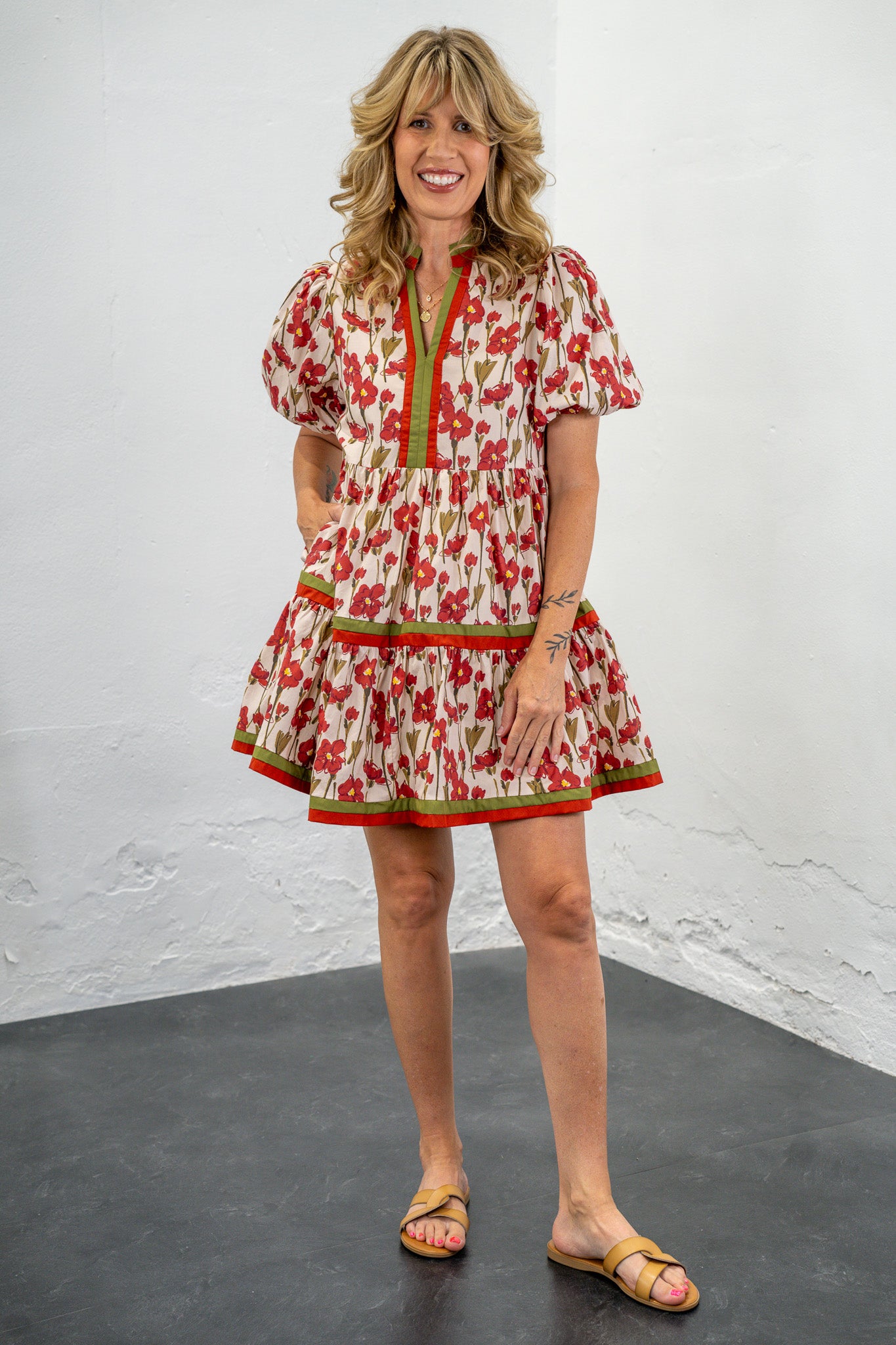Rachel Rust & Green Floral Dress