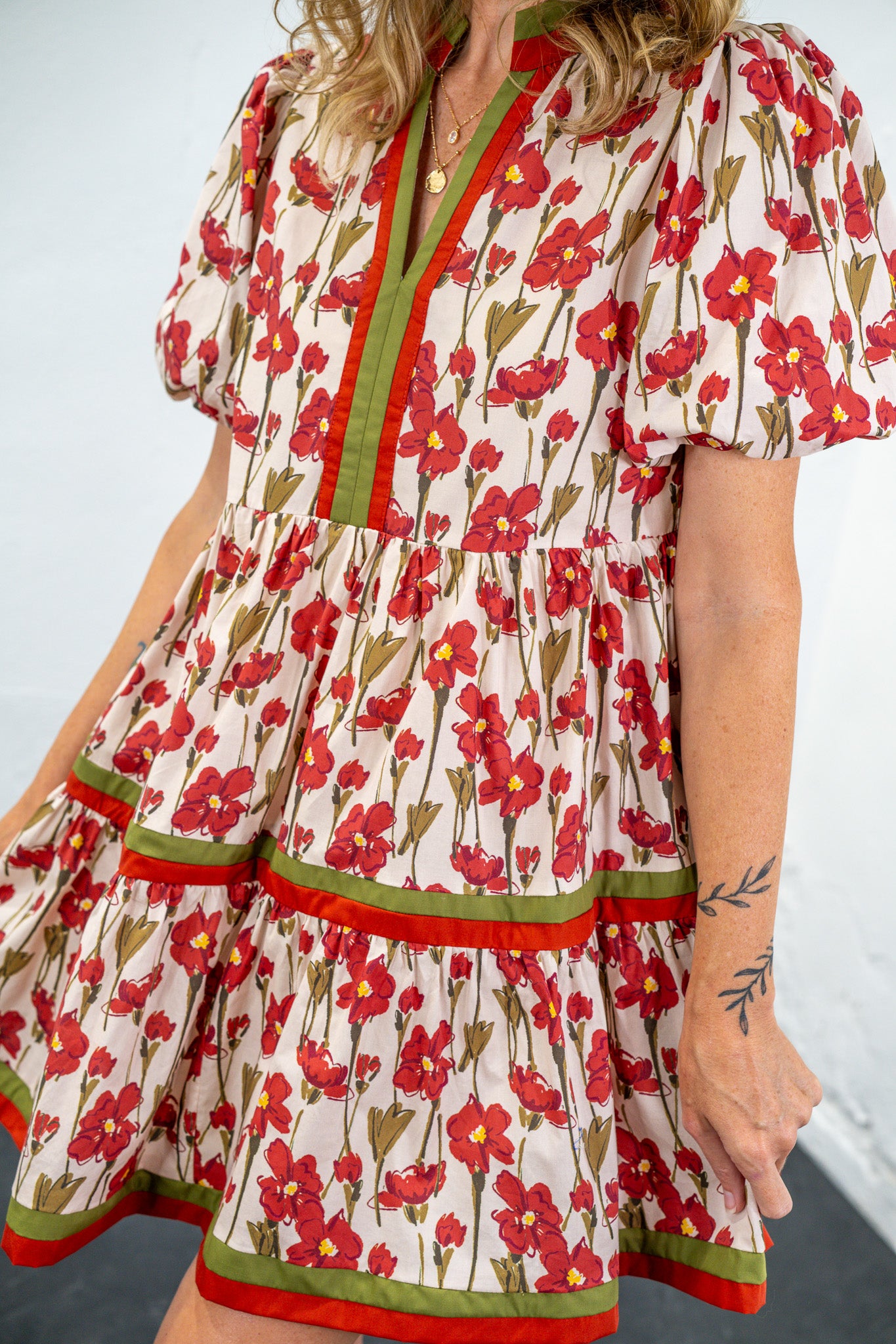 Rachel Rust & Green Floral Dress