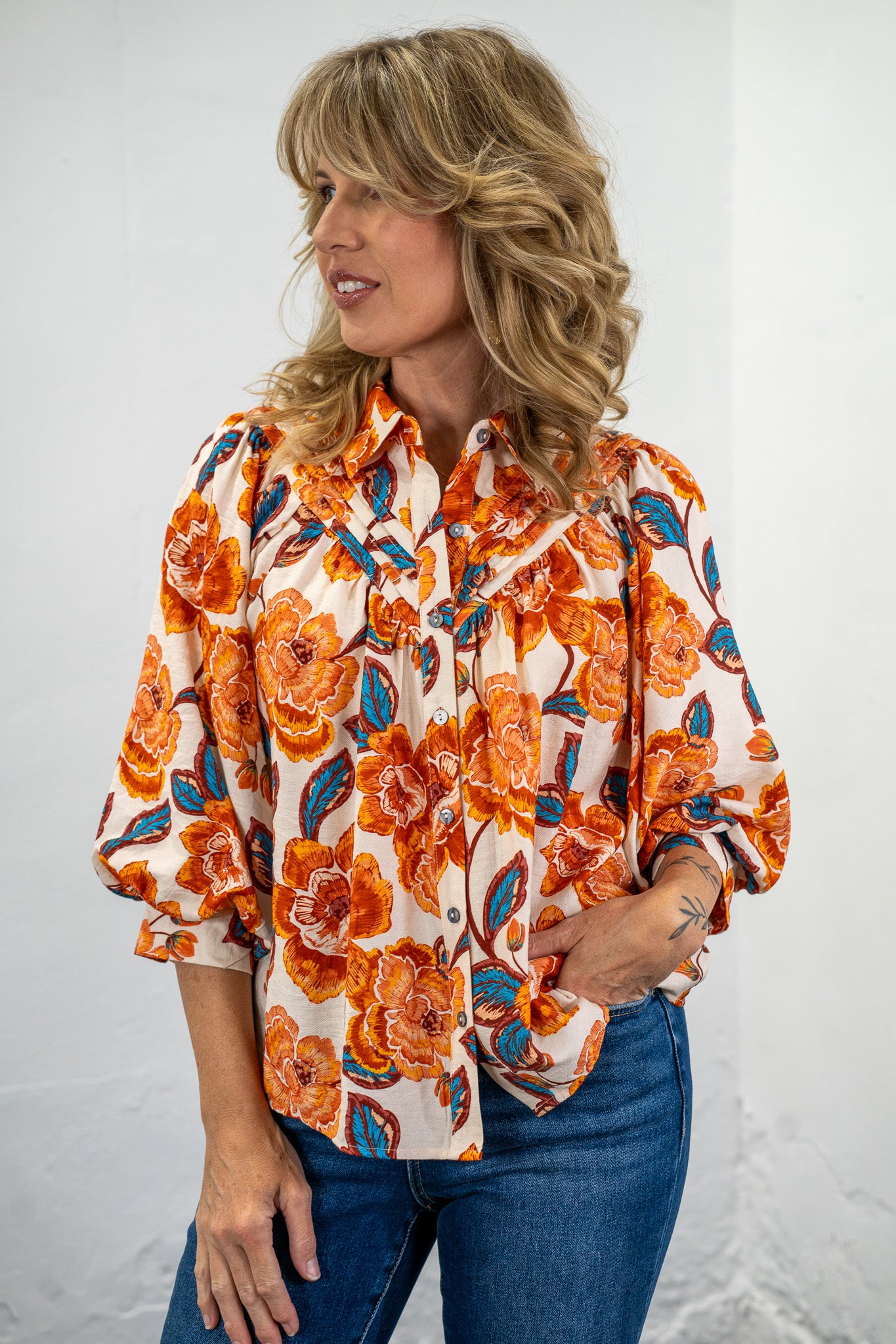 Emmy Floral Button-Up Top