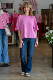 Madeline Candy Pink Waffle Knit Top