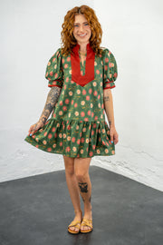 Genevieve Green & Rust Dress
