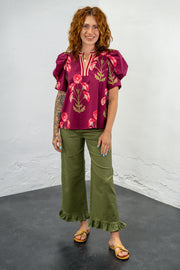 Wyndi Maroon Floral Top