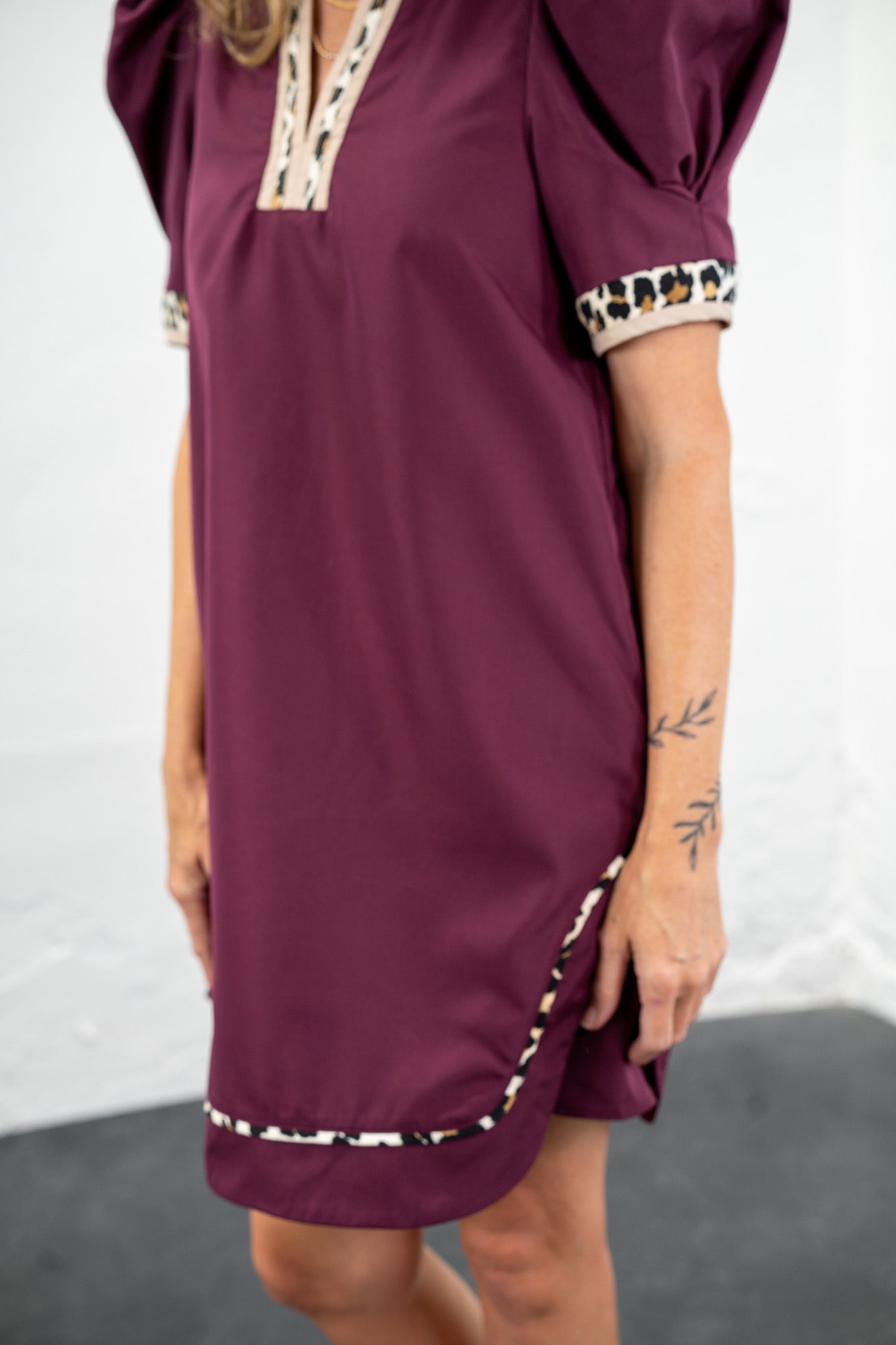 Krissy Maroon & Leopard Dress