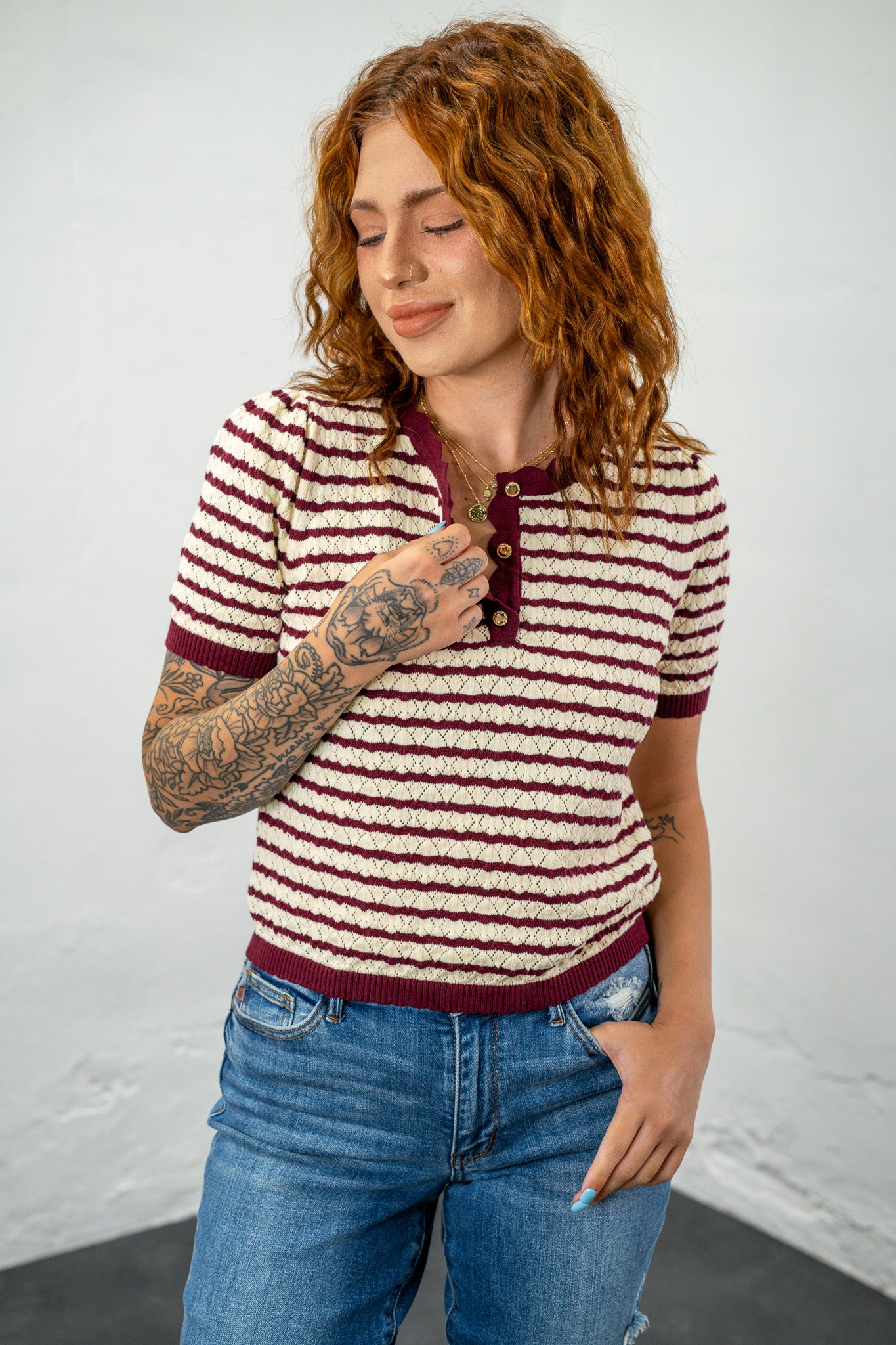 Callie Maroon Knit Top