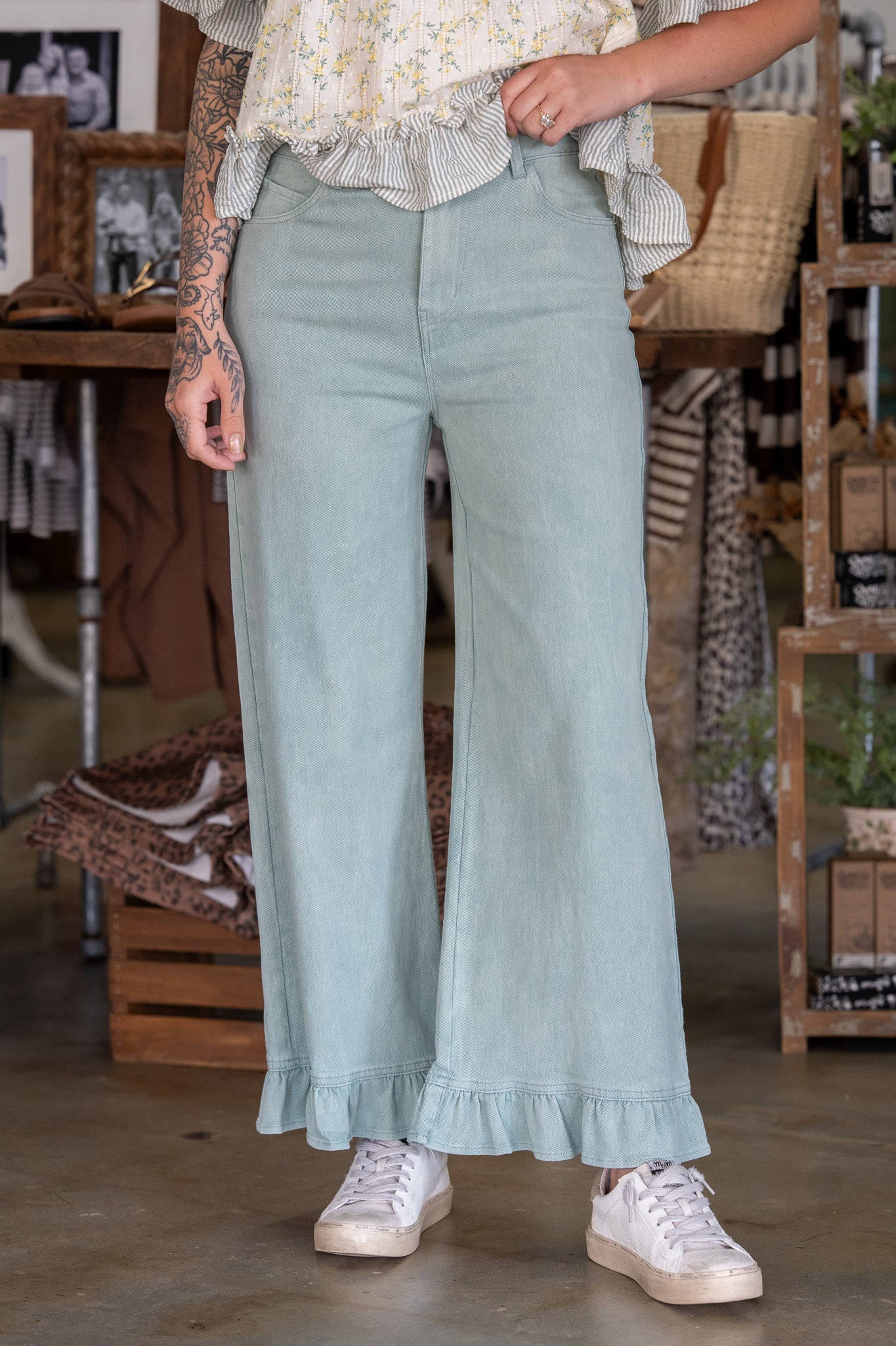 Brooklyn Sage Ruffle Pants