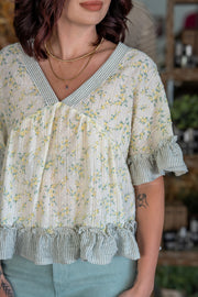 Lori Floral Ruffle Hem Blouse