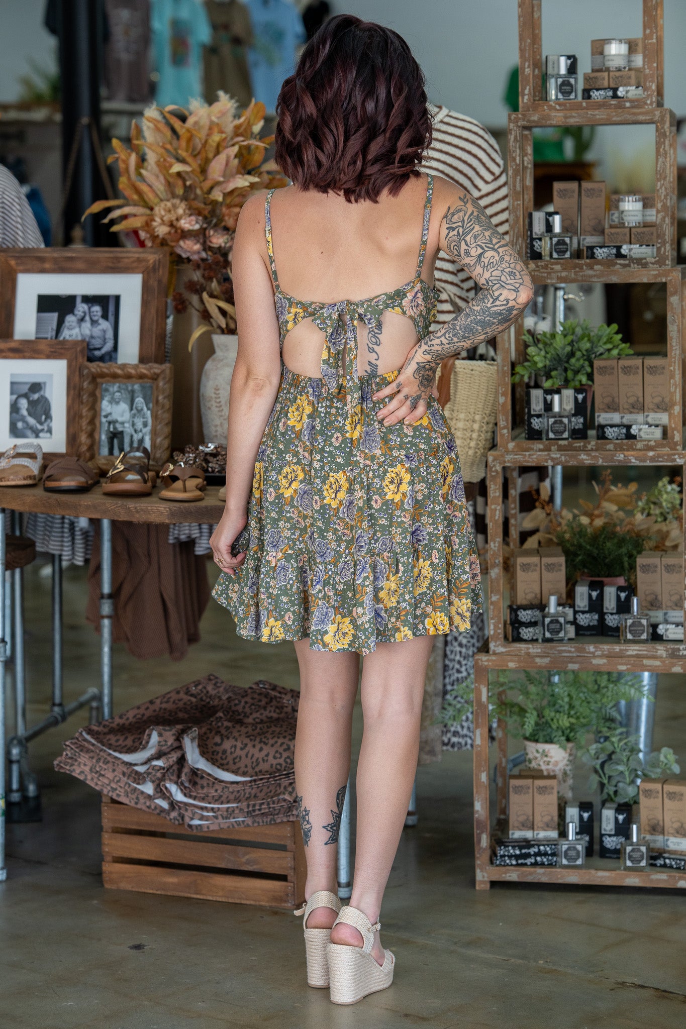 Natalie Olive Floral Dress