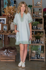 Jill Light Green Striped Dress