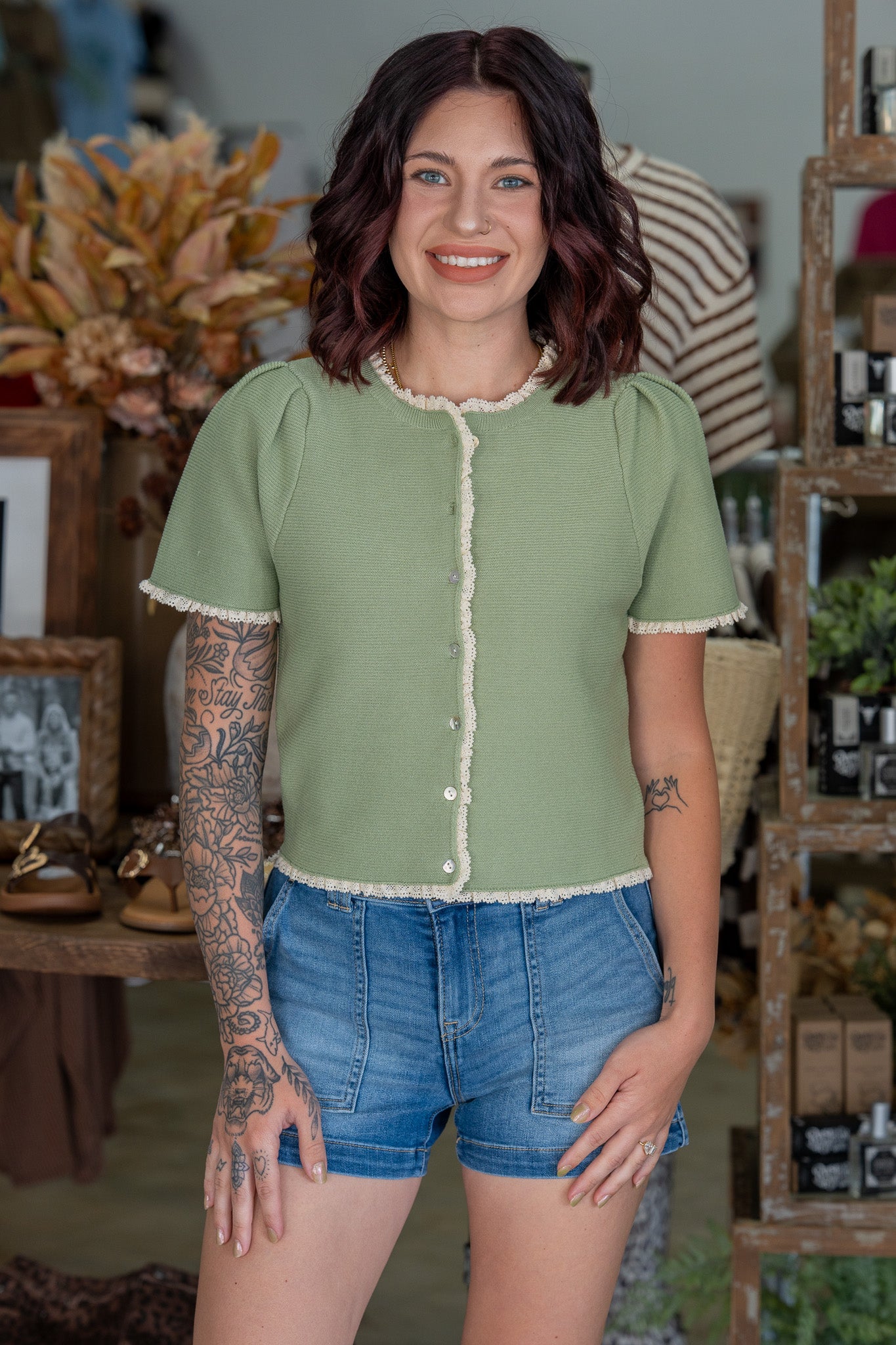 Daydreamer Sage Button Down