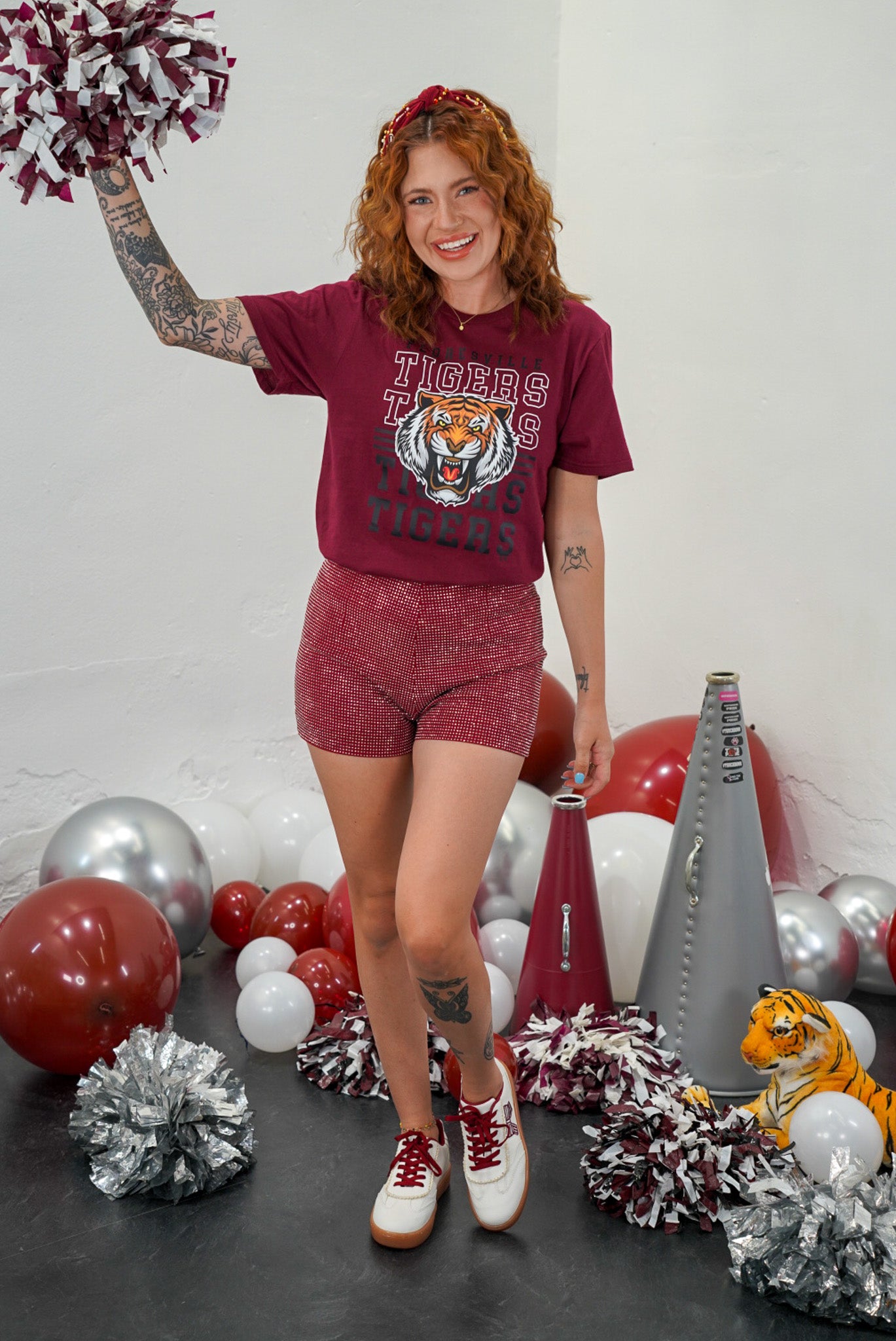 Glitz and Glam Maroon Rhinestone Shorts