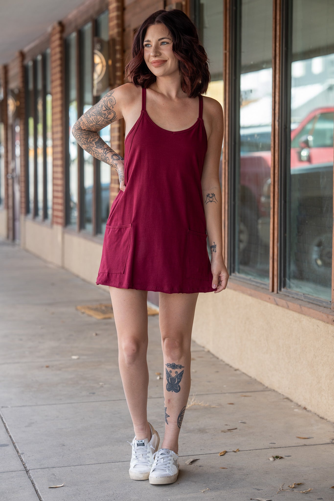 Off Limits Wine Romper Dress