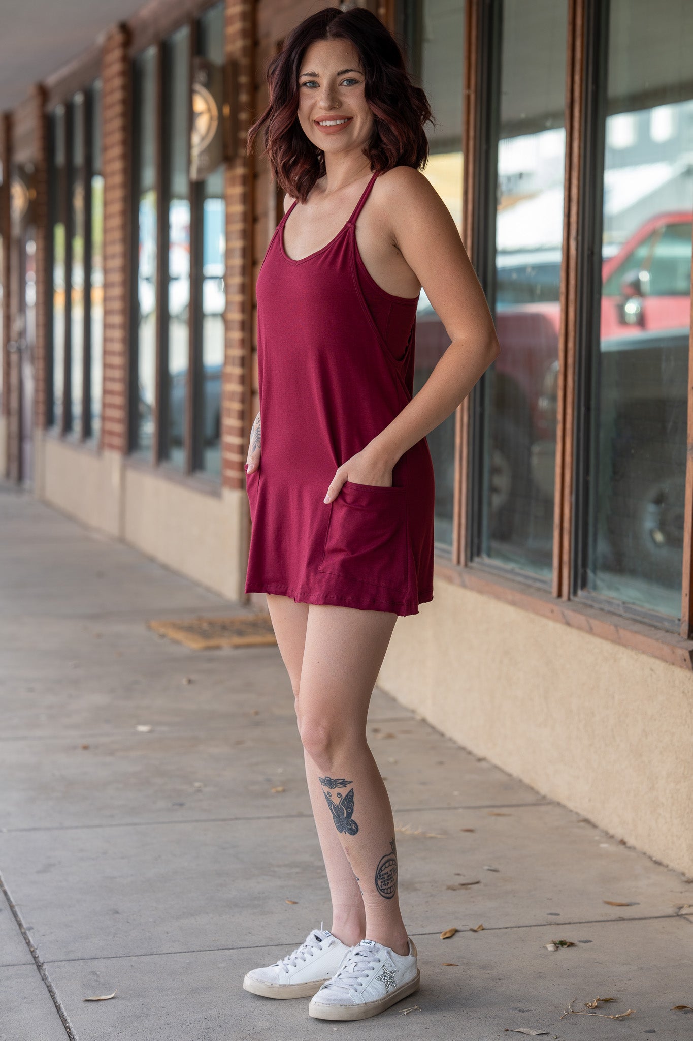 Off Limits Wine Romper Dress