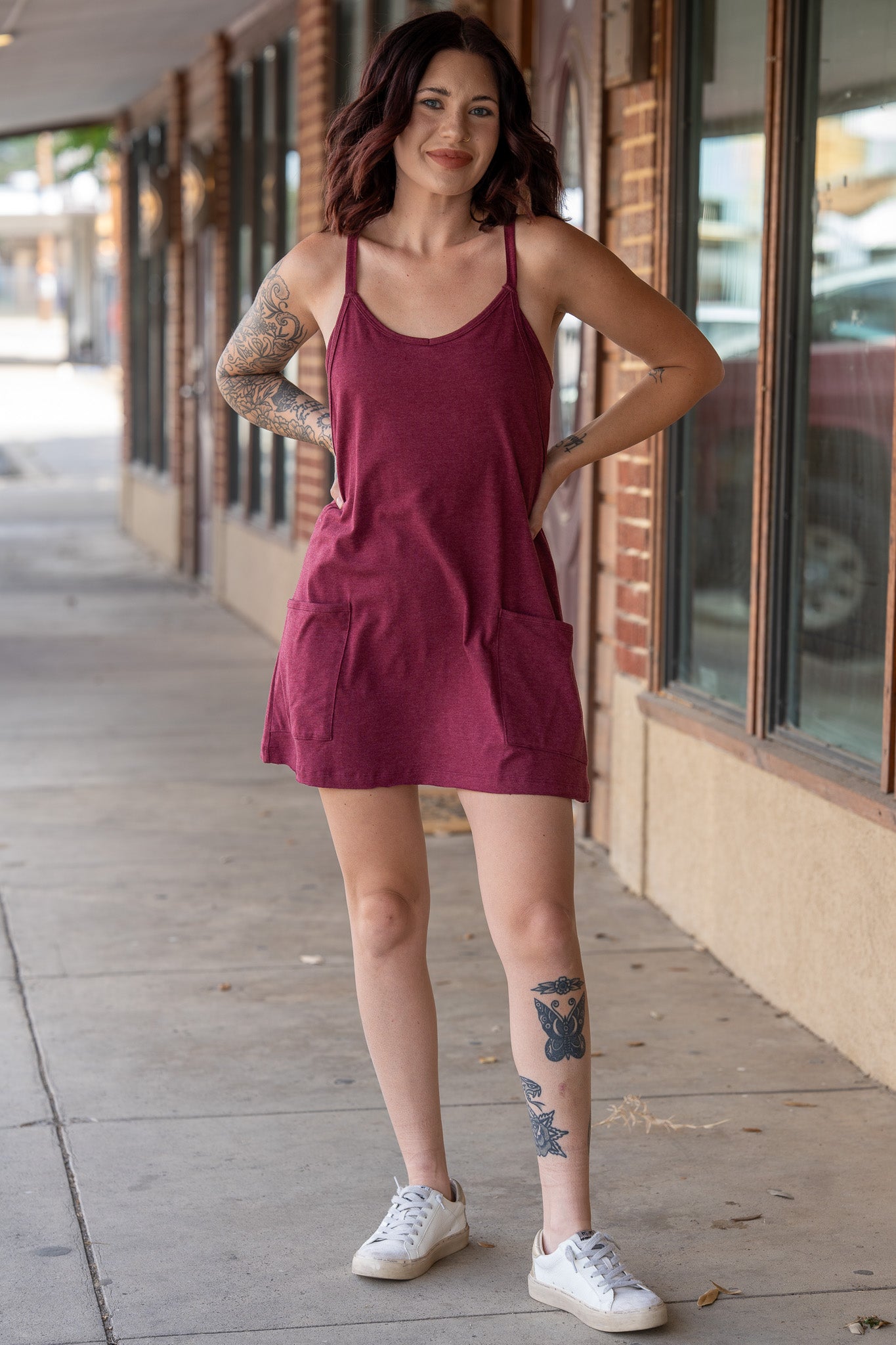 Off Limits Heathered Wine Romper Dress