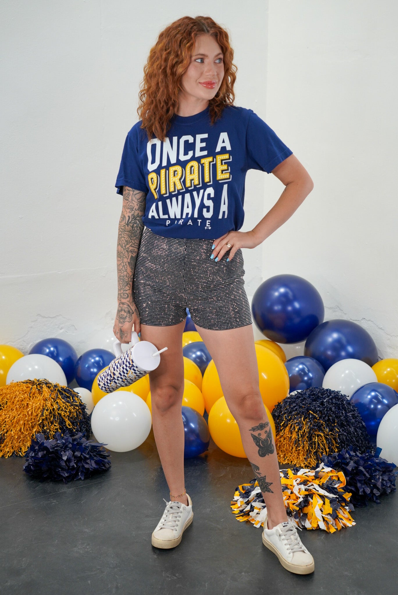 Glitz and Glam Navy Rhinestone Shorts