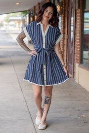 Jenna Navy Button Down Dress