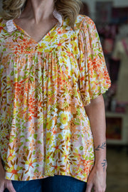 Beatrice Floral Bubble Sleeve Top - Final Sale!