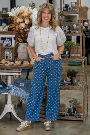 Vintage Breeze Polka Denim Pants