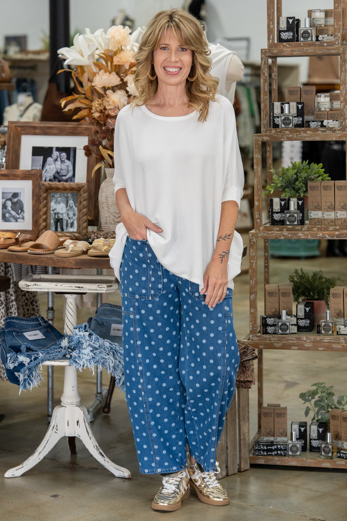 Eloise White Dolman Top