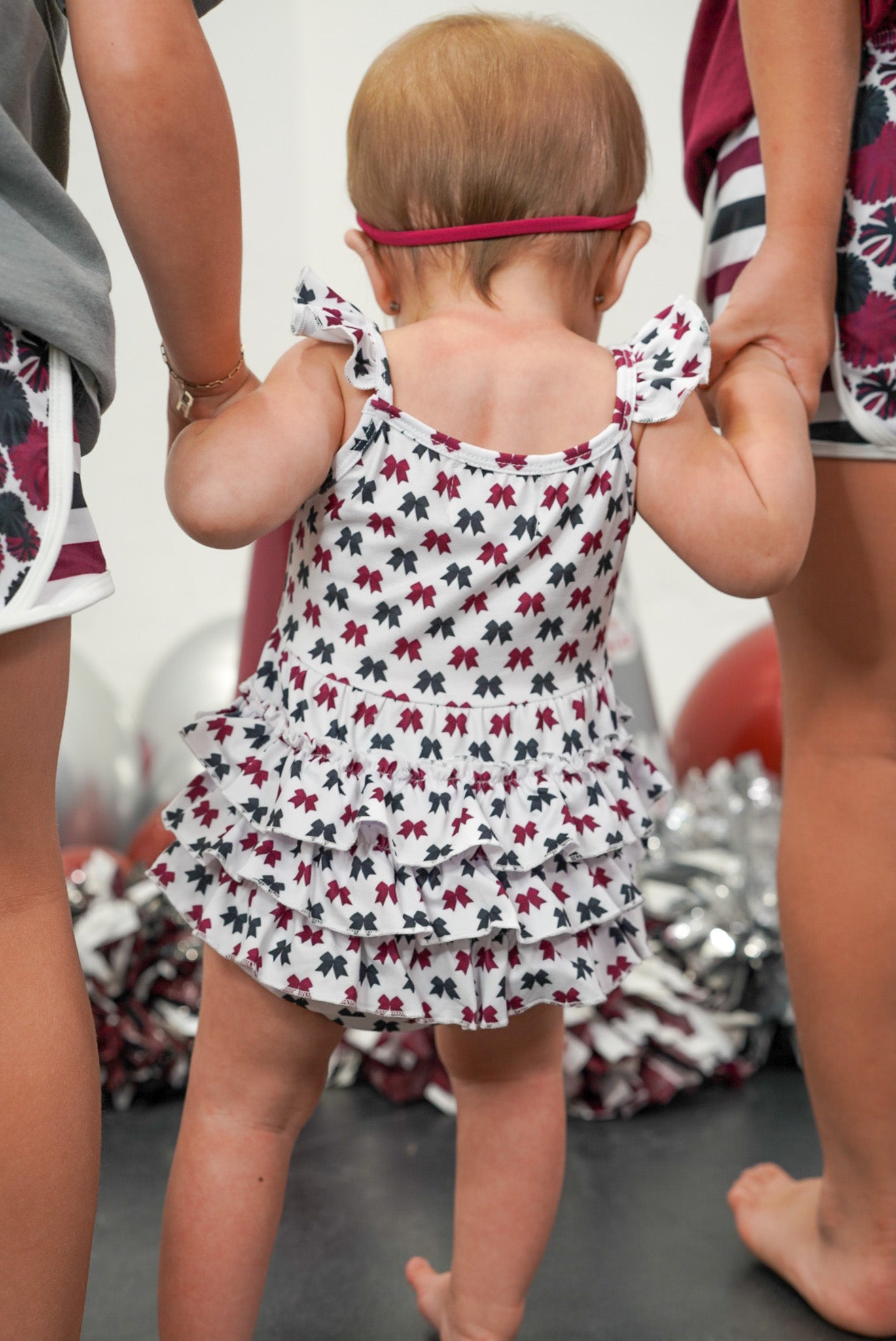Tiger Bow Squad Ruffle Butt Onesie