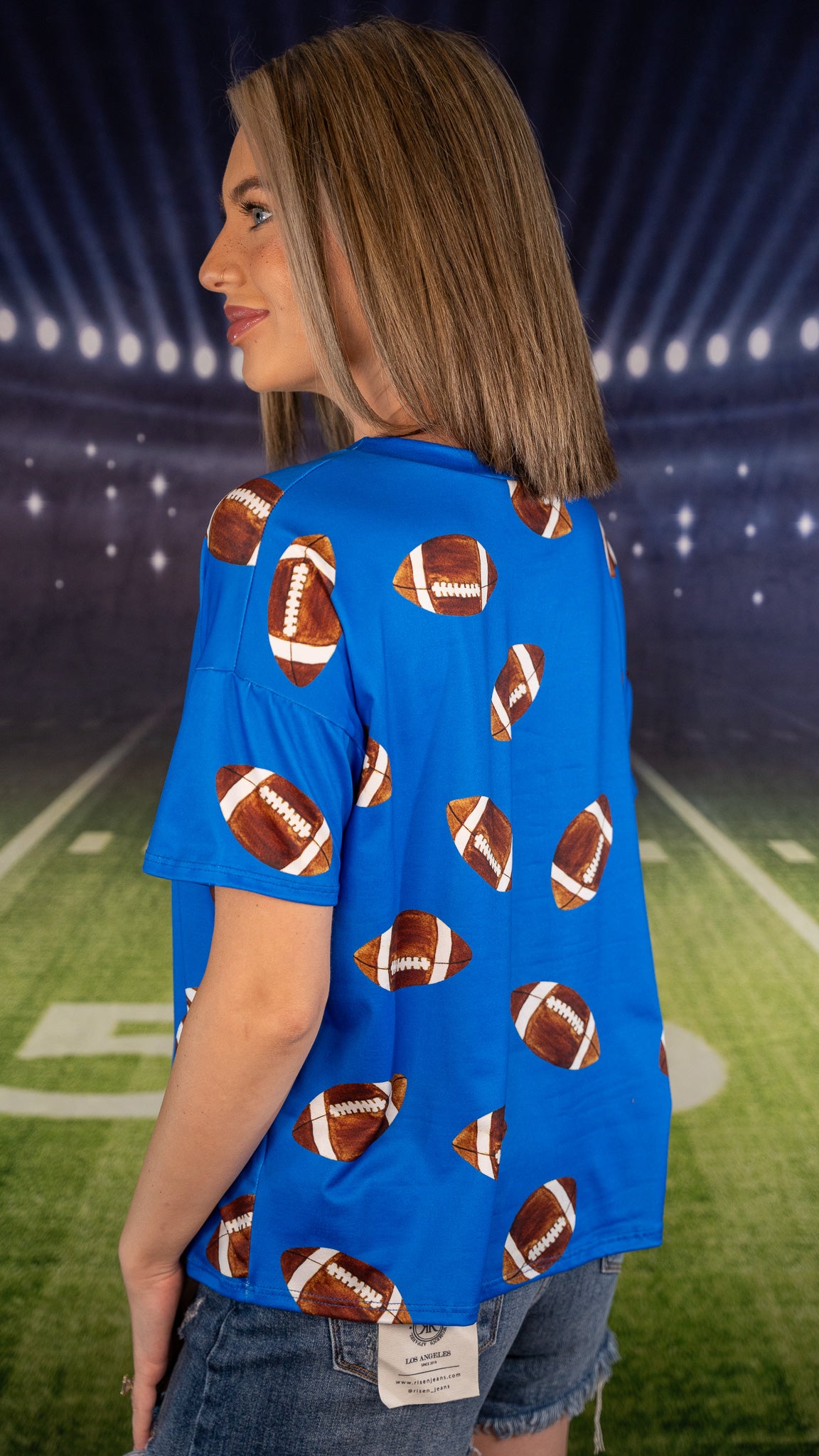 TOUCHDOWN Royal Blue Football Tee