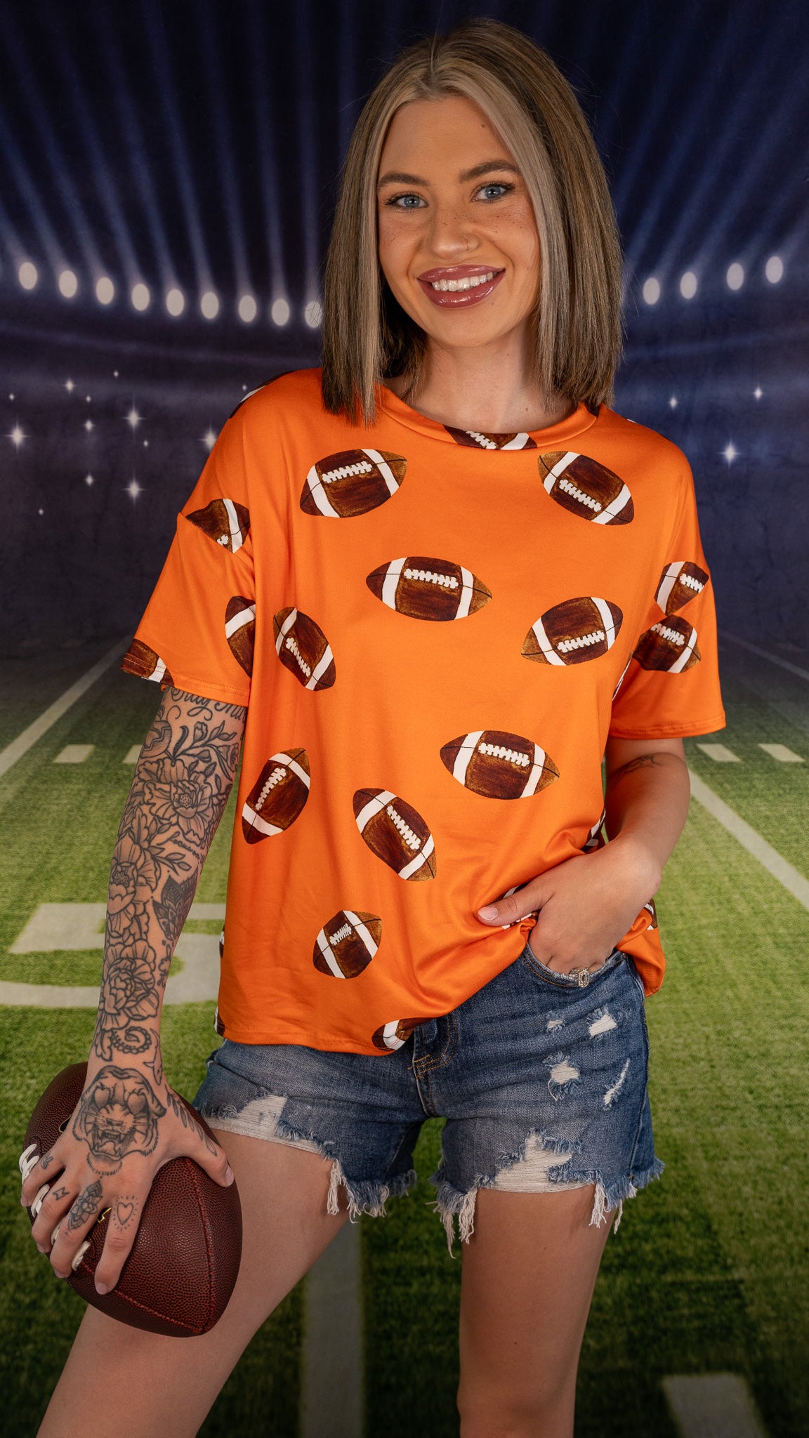 TOUCHDOWN Orange Football Tee *Final Sale*