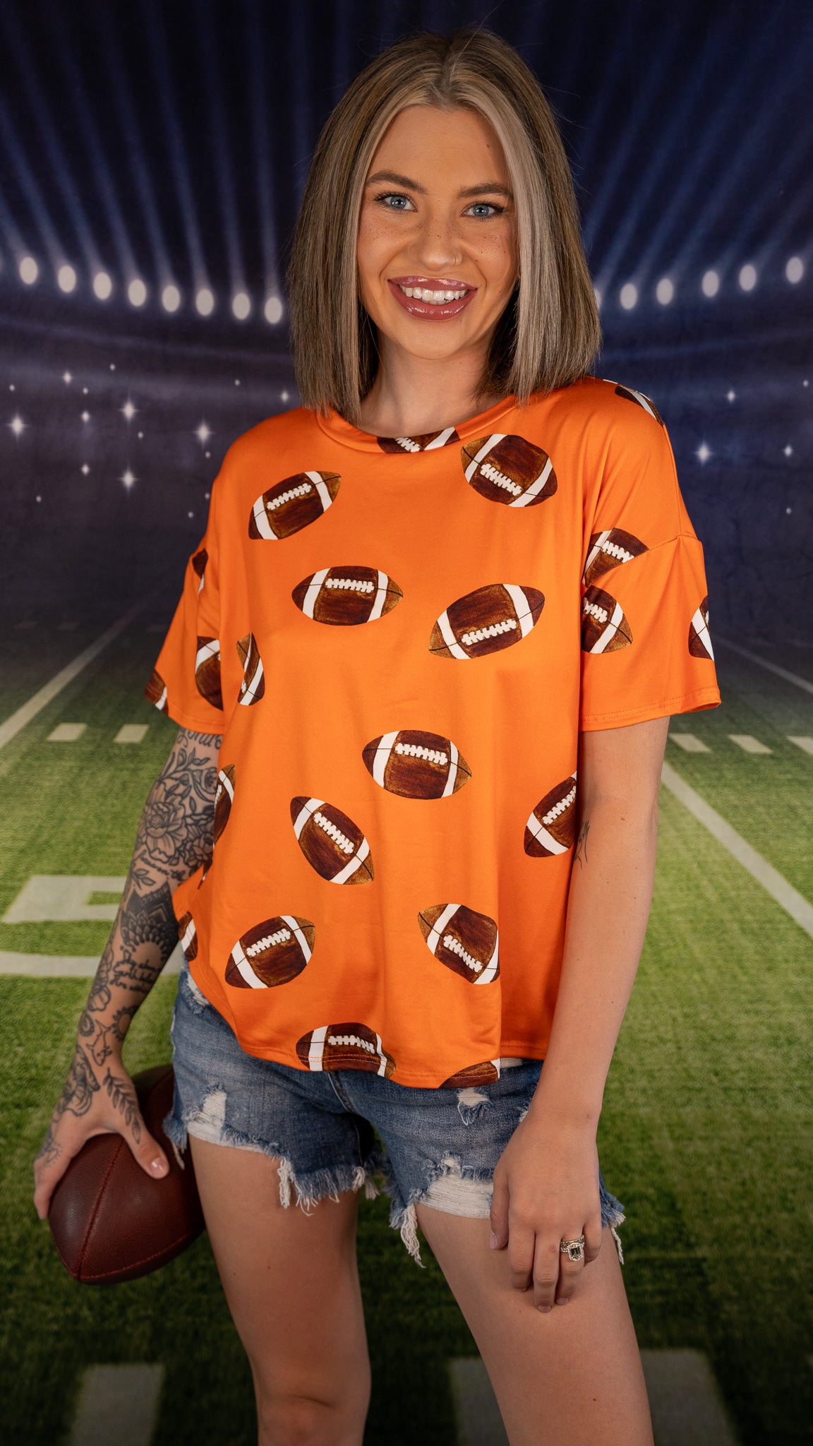 TOUCHDOWN Orange Football Tee