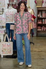 Floral Wonder Pink & Green Top