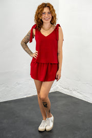 Verona Crimson Flowy Top