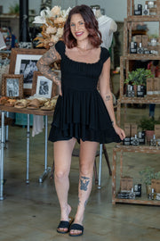 Jazlyn Black Ruffle Romper