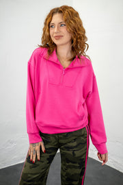 Chill Vibes Only Fuchsia Scuba Pullover