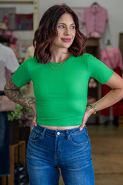 Rush Hour Kelly Green Ribbed Crop - Final Sale!