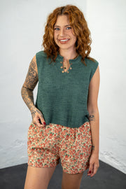 Carla Ash Jade Split Neck Knit Top