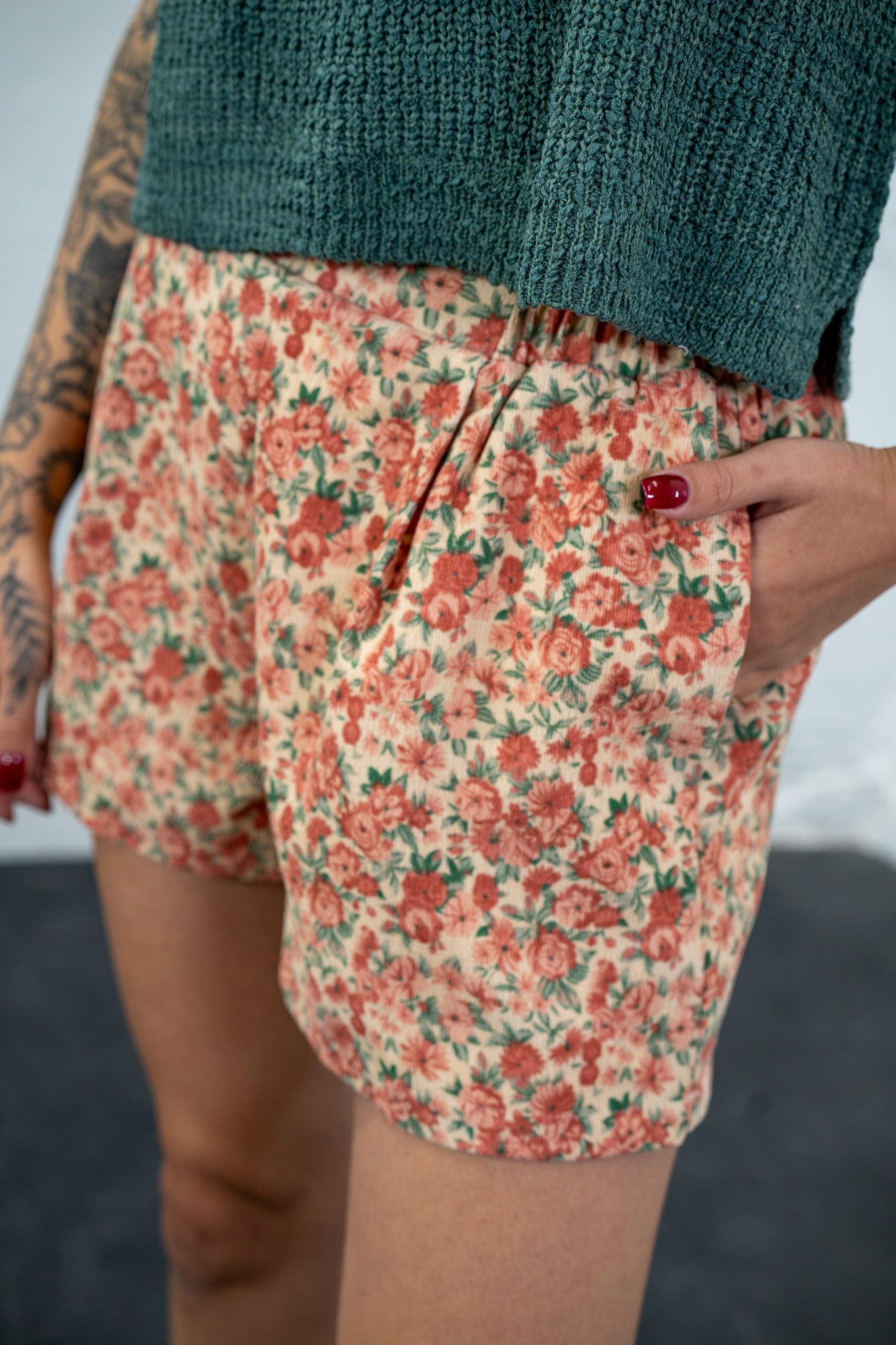 Lana Floral Corduroy Shorts