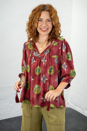 Daydreamer Wine Floral Top