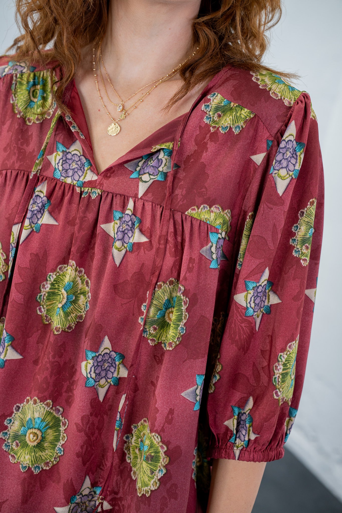 Daydreamer Wine Floral Top