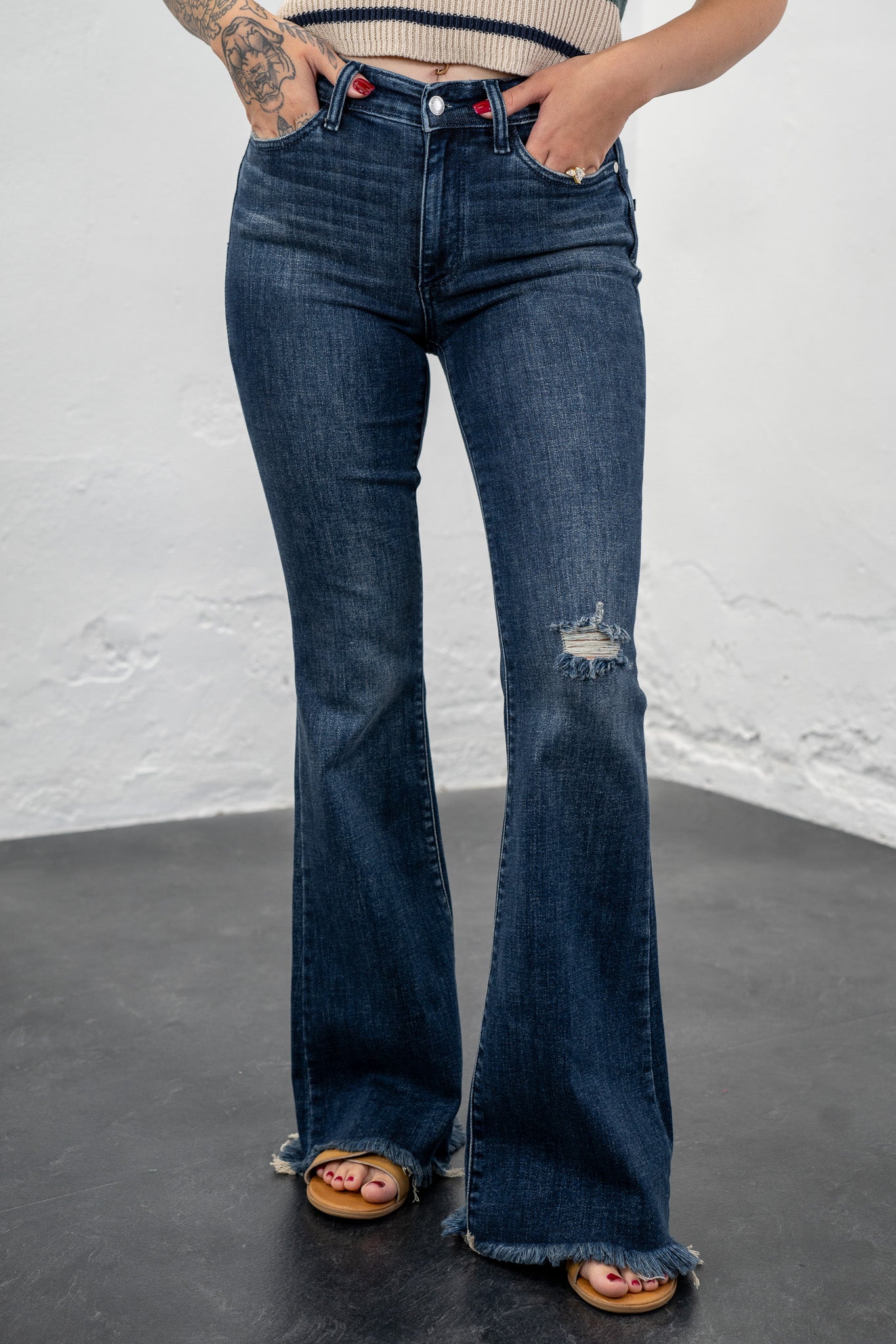 Kris Frayed Bootcut Jeans