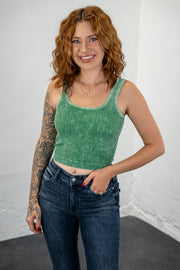 Britt Green Ribbed Crop Top