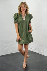 Krissy Olive & Leopard Dress