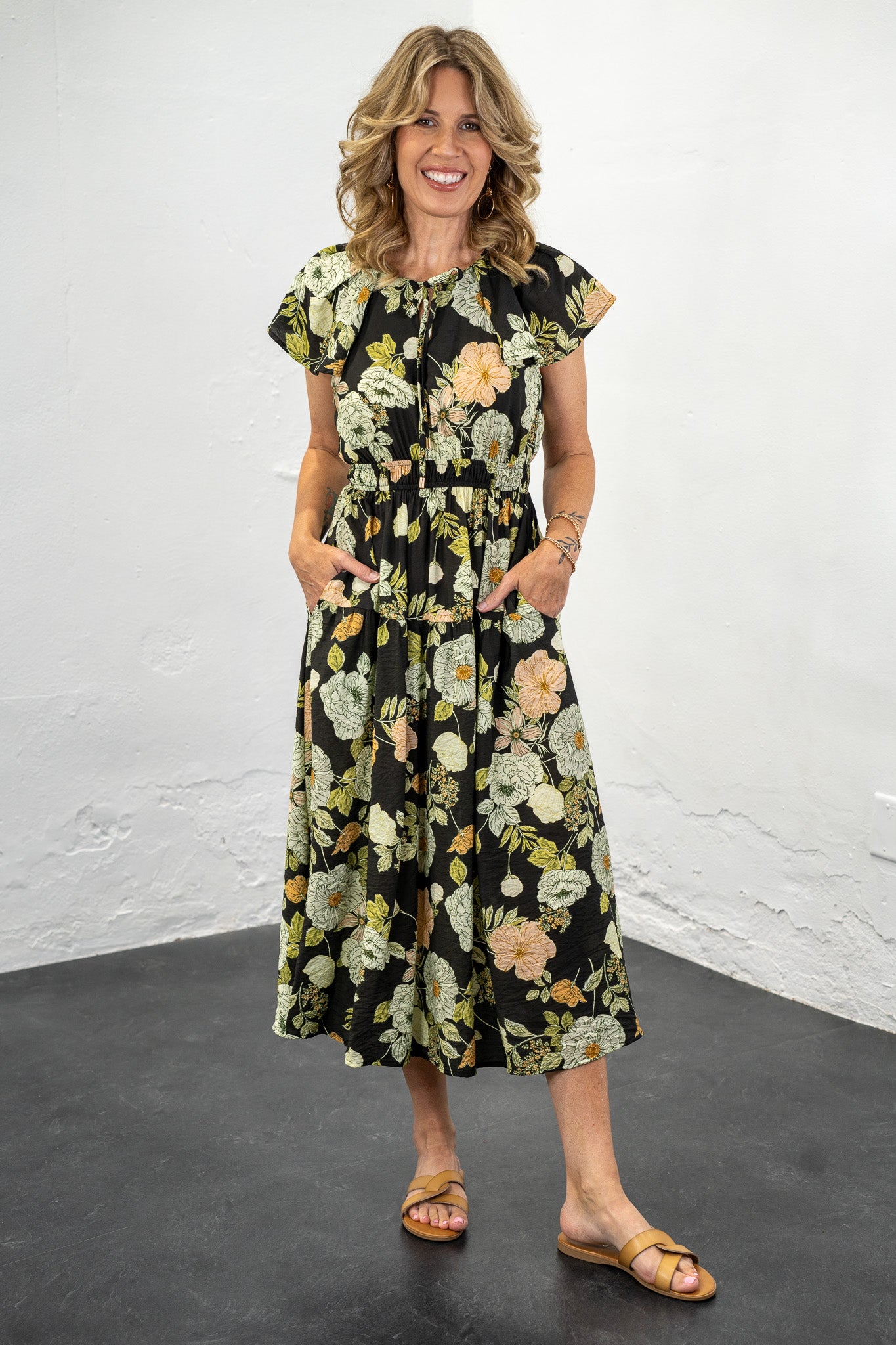 Lindsey Green Floral Dress